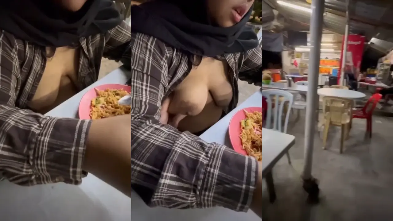 Makan Di Tempat Umum, Ceweknya Tegang Sendiri, Takut Keliatan Lagi Nahan Nikmat.